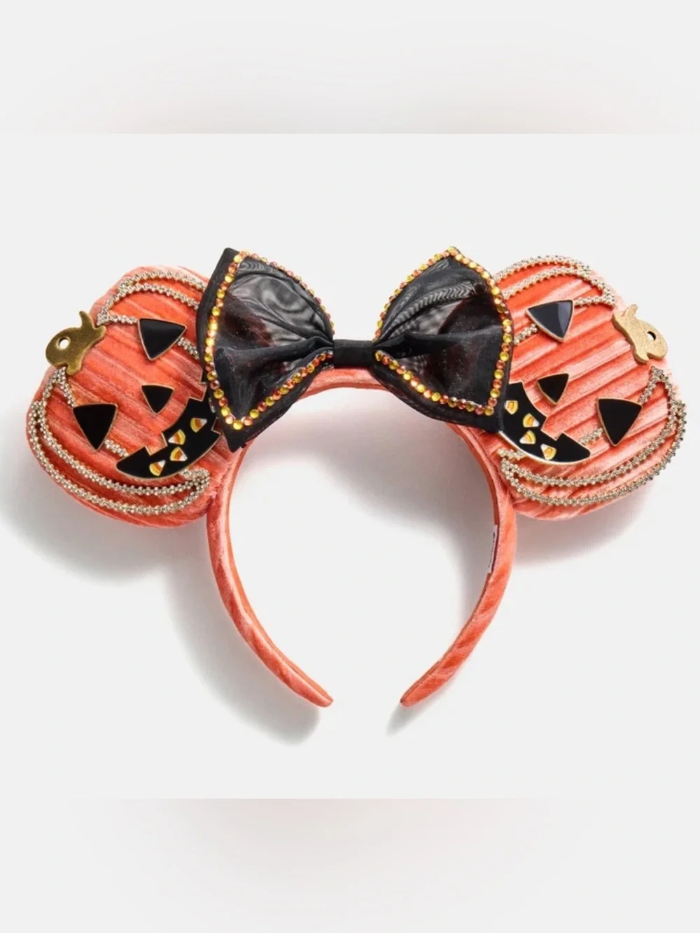 Baublebar 2026 Orange Pumpkin Ear Headband with Black Bow